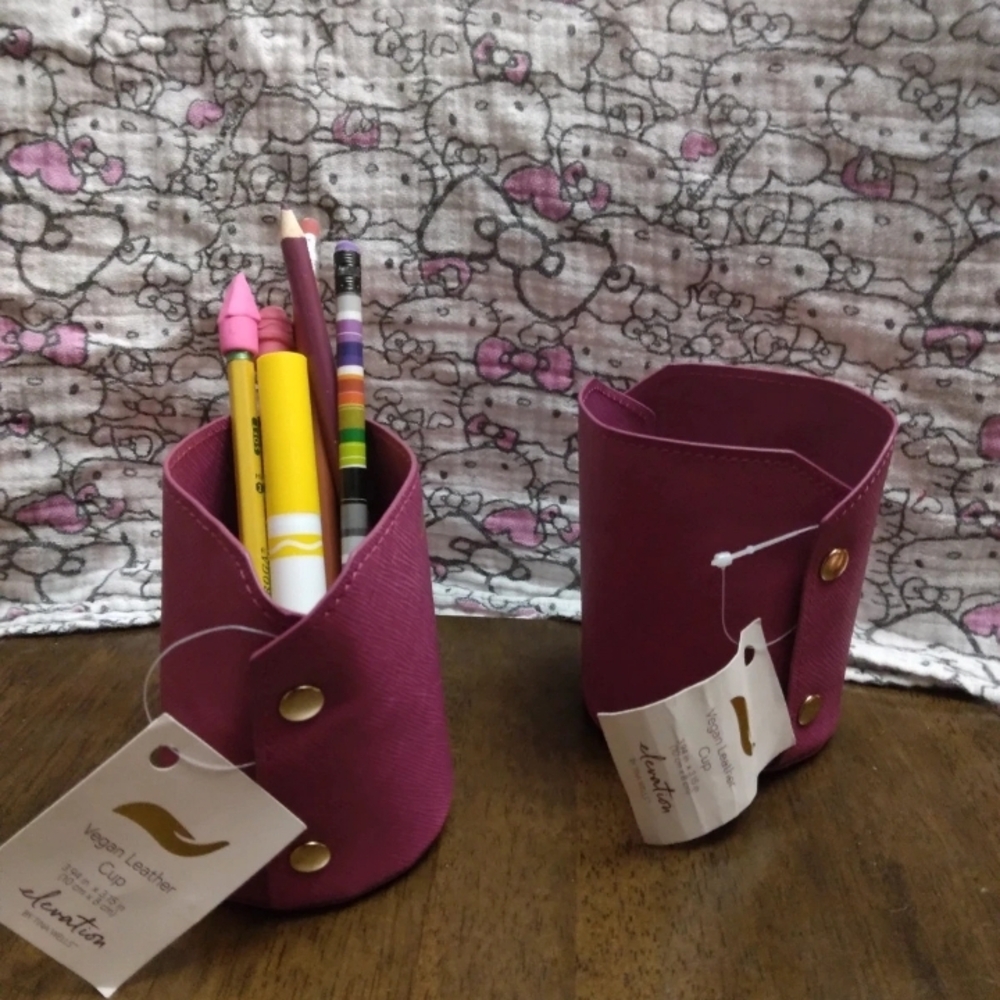 #FREE Tina Wells Vegan Leather Cup, a fuchsia-colored stationery organizer